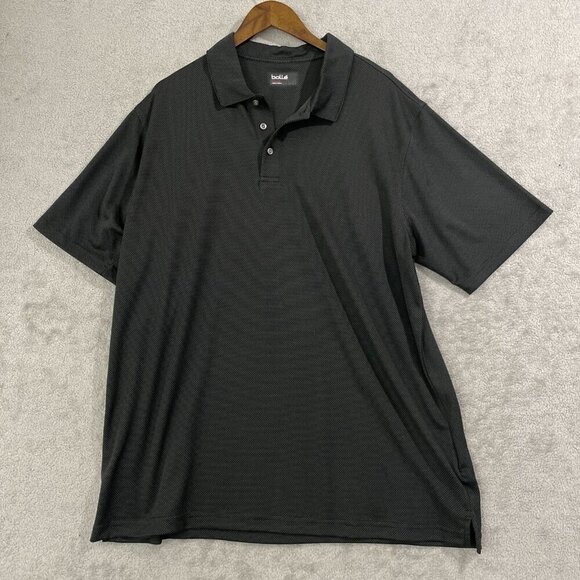 NWOT Bollé Men's XXL Black Polo Shirt 100% Polyester Short Sleeve Pattern - Picture 2 of 6